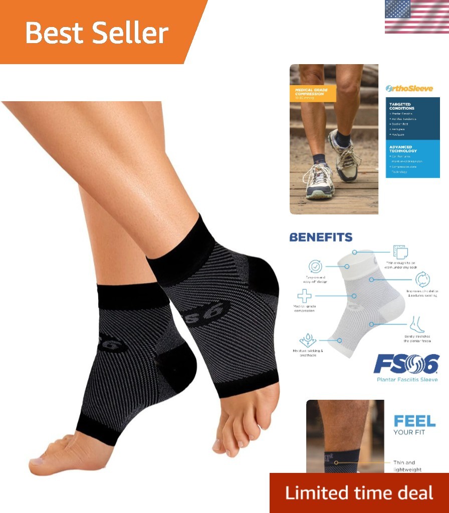 FS6 Compression Foot Sleeves for Women & Men, Helps Plantar Fasciitis Relief,…
