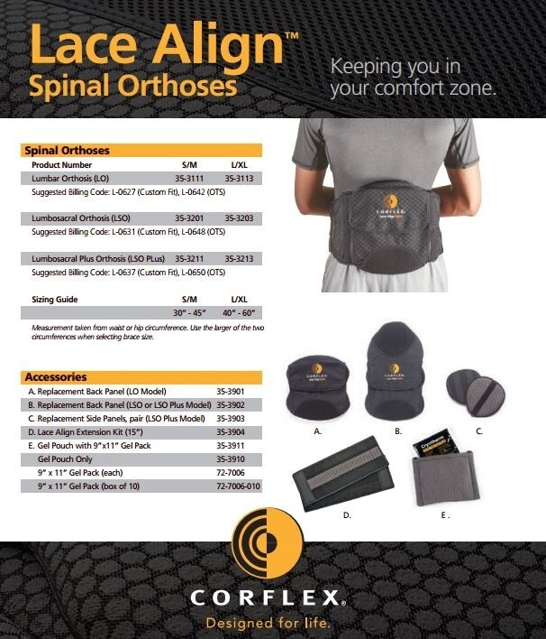 Corflex Outlast Lace Align Spine Lumbar Orthosis Back Brace Sm / Med $279 MSRP
