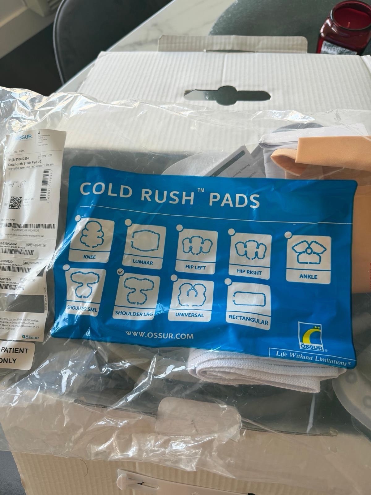 Össur Cold Rush Therapy System w/ Universal Pad & Accessories Open Box