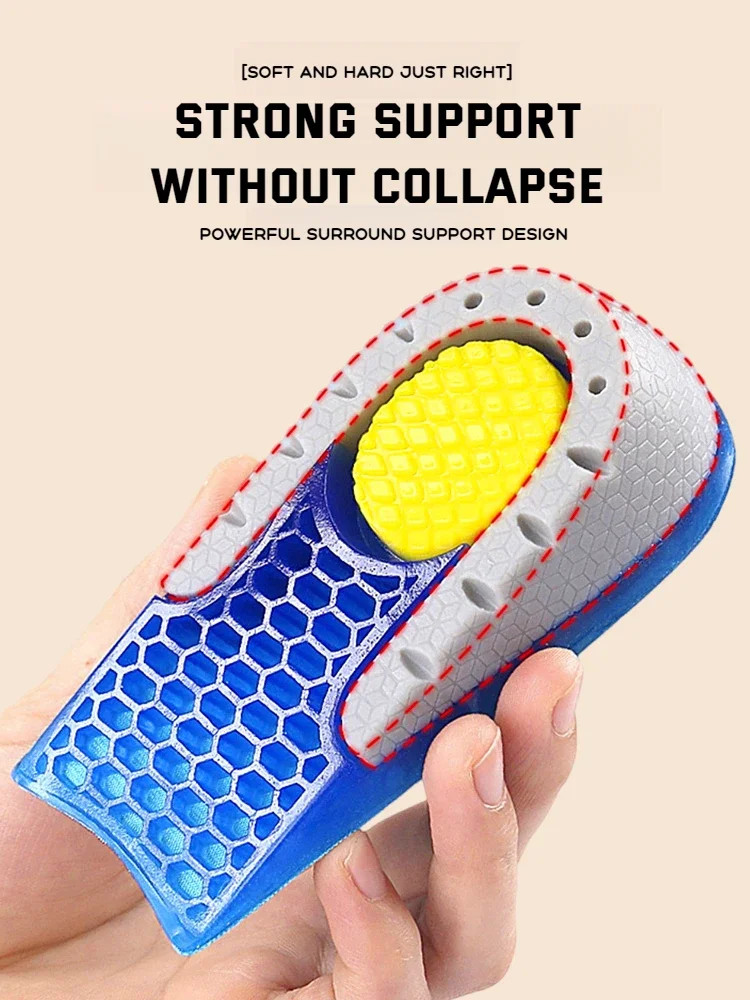 1Pair Gel Shoes Insole for Feet Silicone Invisible Height Increasing Insoles Non