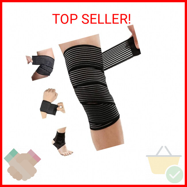 Extra Long Elastic Knee Wrap Compression Bandage Brace Support for Legs, Plantar