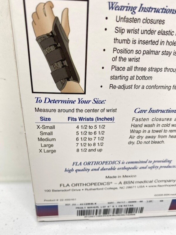 WRIST SPLINT – FLA ORTHOPEDICS PRO-LITE PROFESSIONAL GRADE 8″ – EXTRA LARGE LEFT