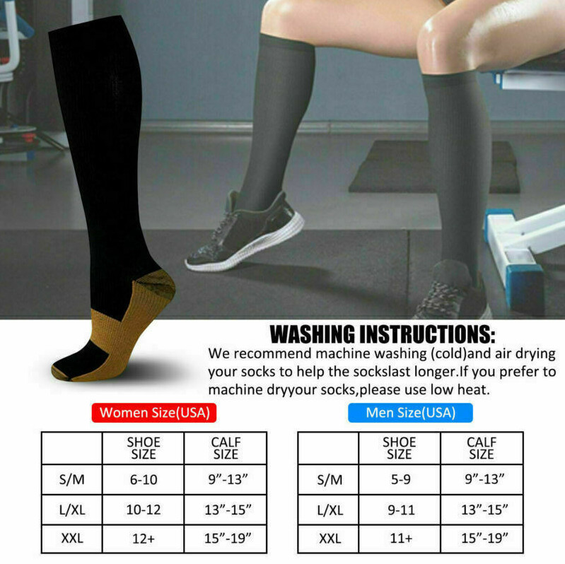 4 Pairs Compression 20-30mmHg Support Socks Relief Miracle Calf Men’s Women’s