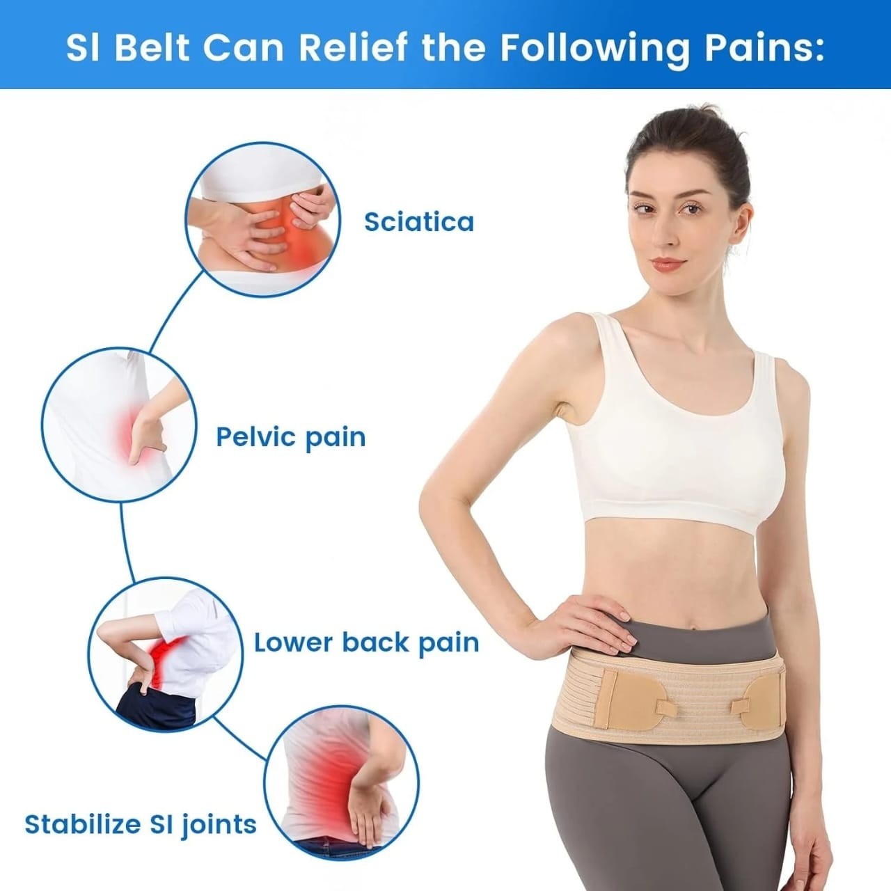 Function Belt Lower Back Support Sciatica Sacroiliac SI Joint Hip Pain Relief
