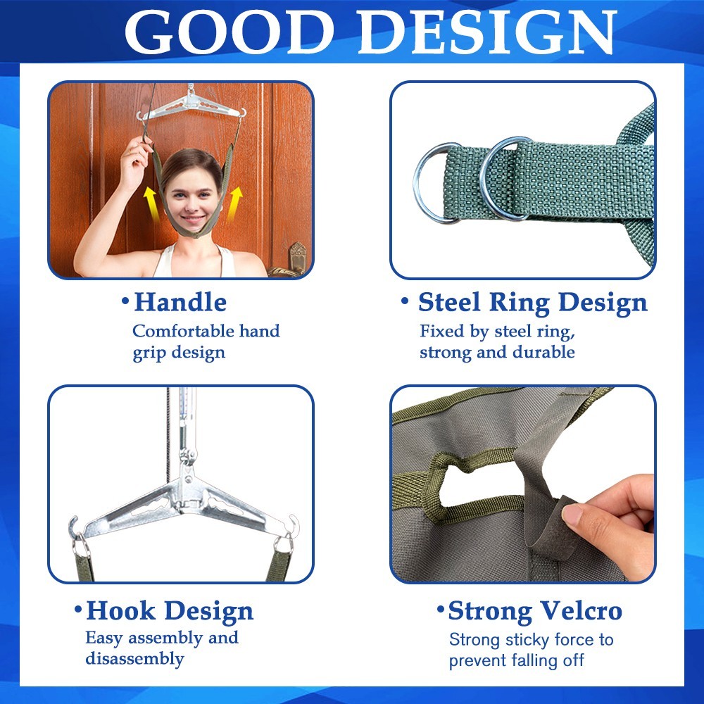 Cervical Neck Traction Stretcher Over Door Head Brace for Pain Relief at Home