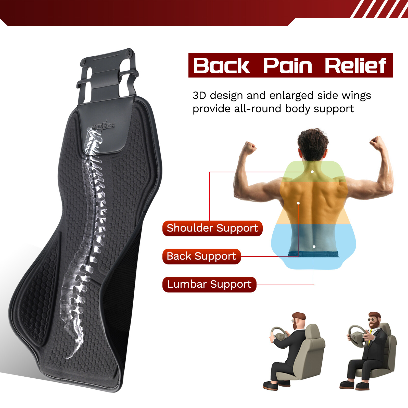 Car Gel Honeycomb Seat Back Pillow Lumbar Support Cushion Back Pad Protector