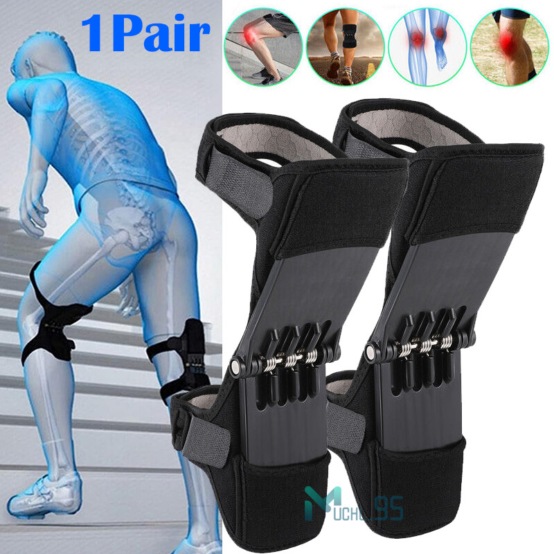 2PCS Knee pads Support Brace Booster Pad Squat Sport Power Spring Force Joint