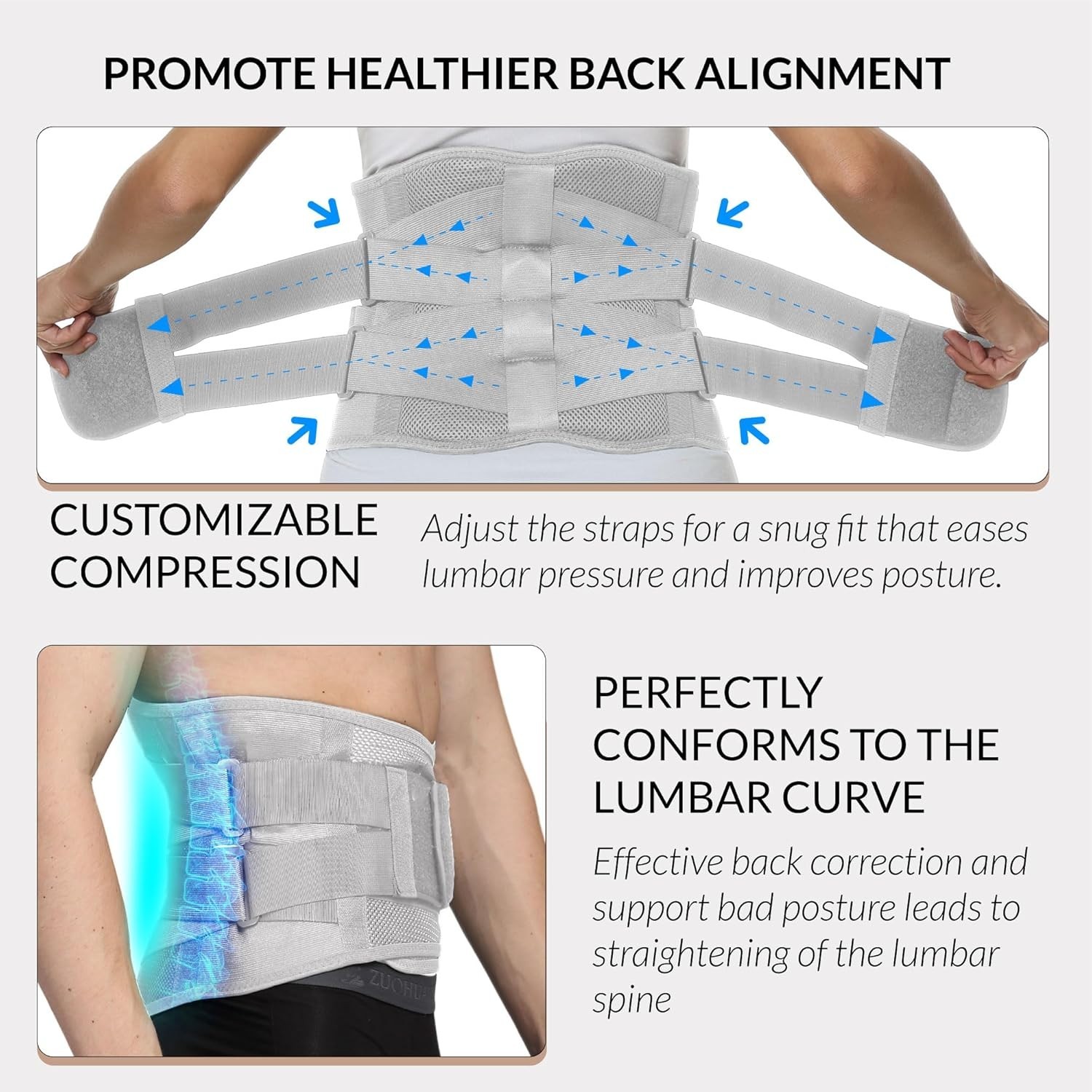 Comfort Fit Lower Back Brace with Crisscross Design – Size L for Pain Relief