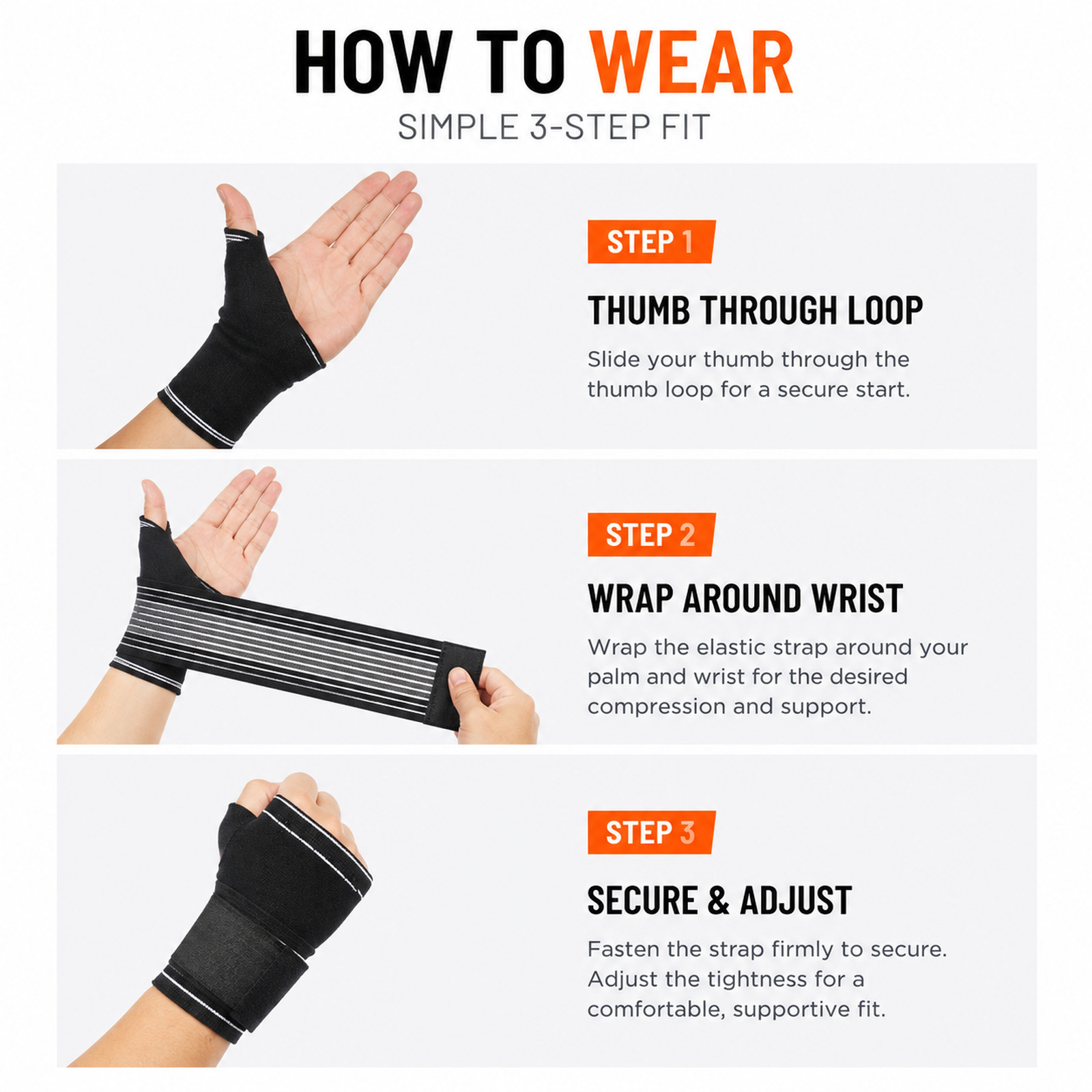 Premium Adjustable Palm & Wrist Support Compression Wrap Thumb Brace Sports Gym