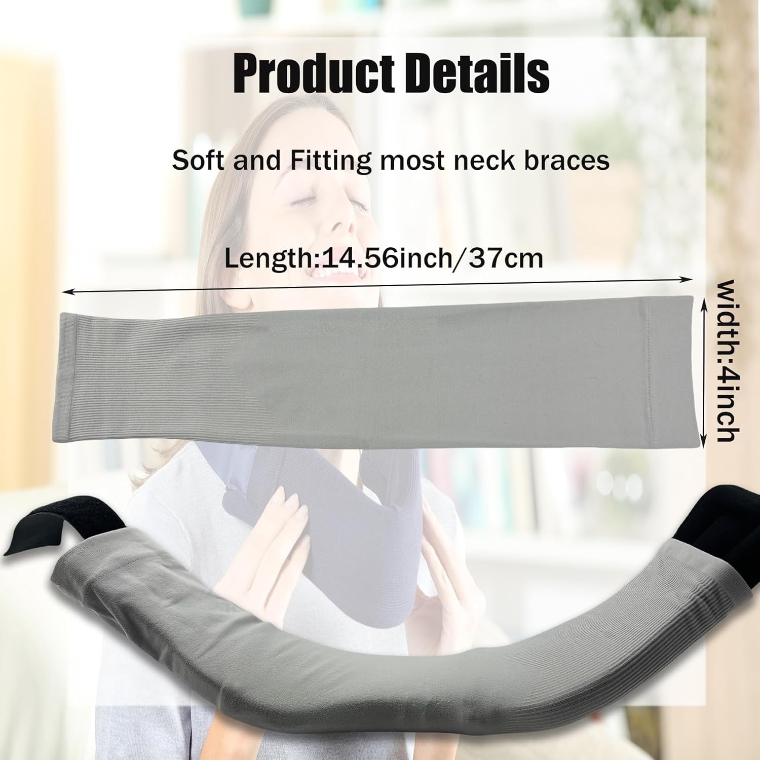 2pcs Neck Brace Cover – Soft Breathable Cervical Collar Sleeve, Gray, Dust Shiel