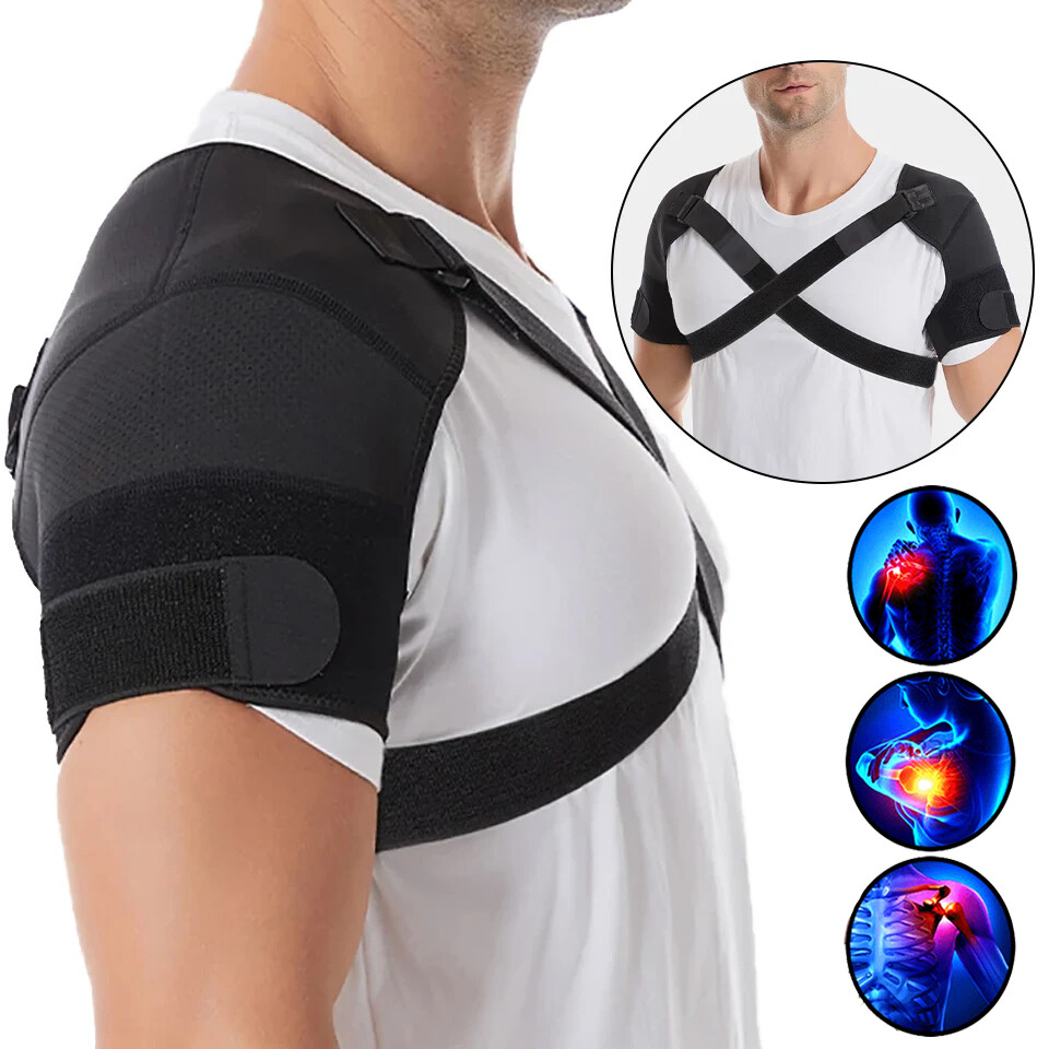 Men’s Double Shoulder Brace Adjustable Shoulder Support Belt Back Pain Relief