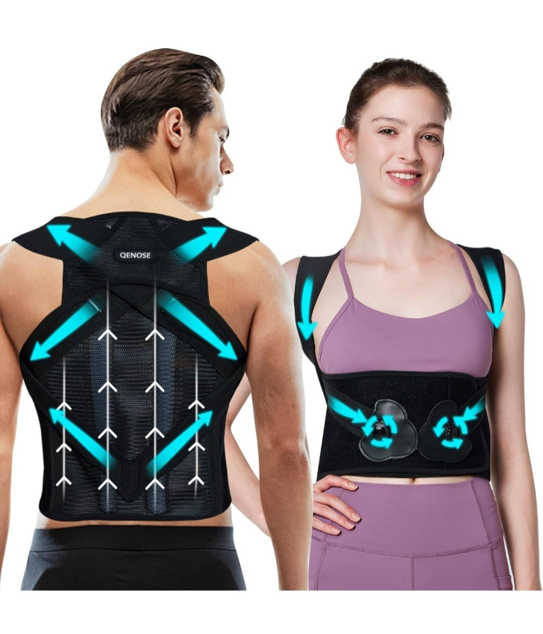 Qenose Posture Corrector & Back Brace For Women & Men Knob Adjustable Size XL
