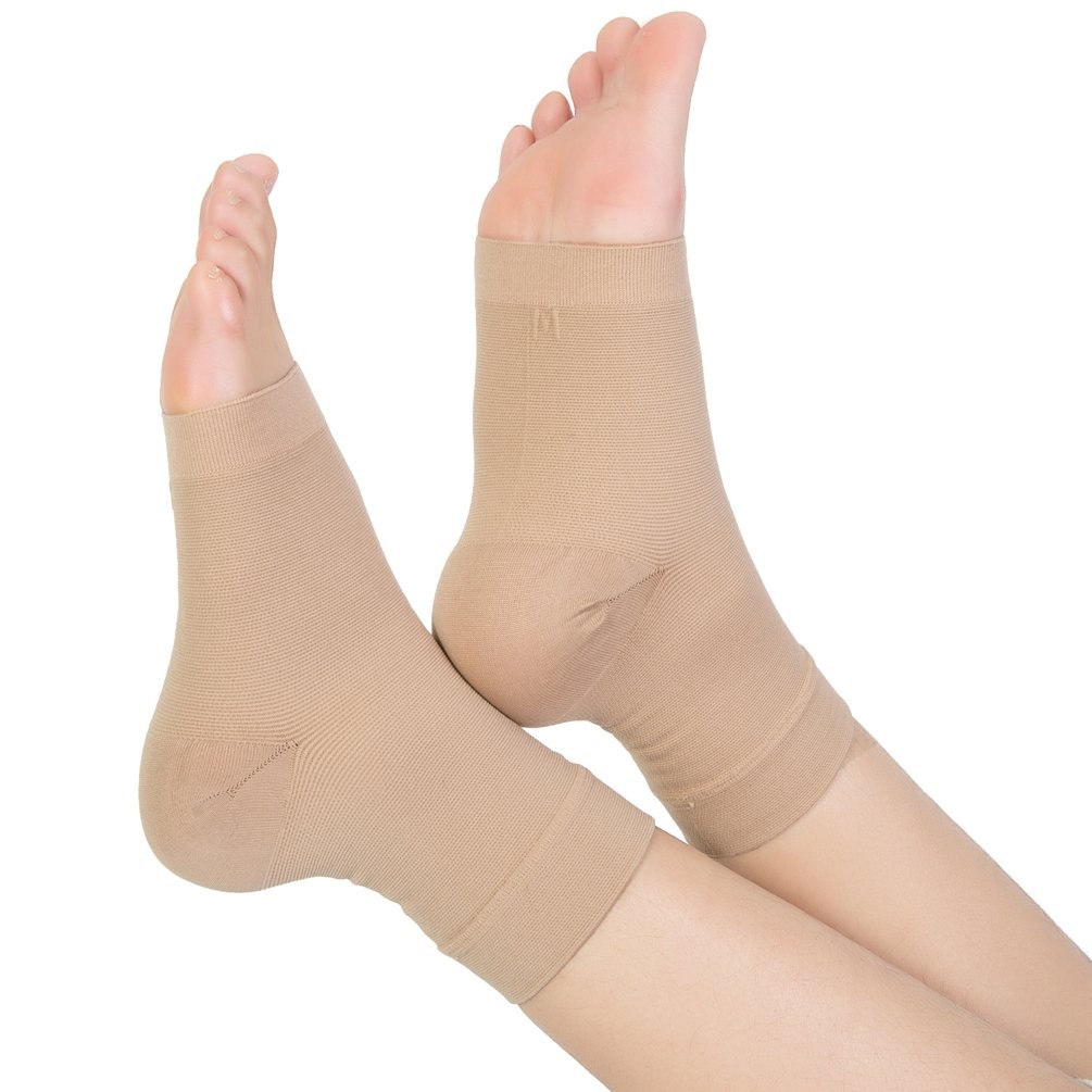 TOFLY Plantar Fasciitis Relief Compression Socks Large (1 Pair), Beige