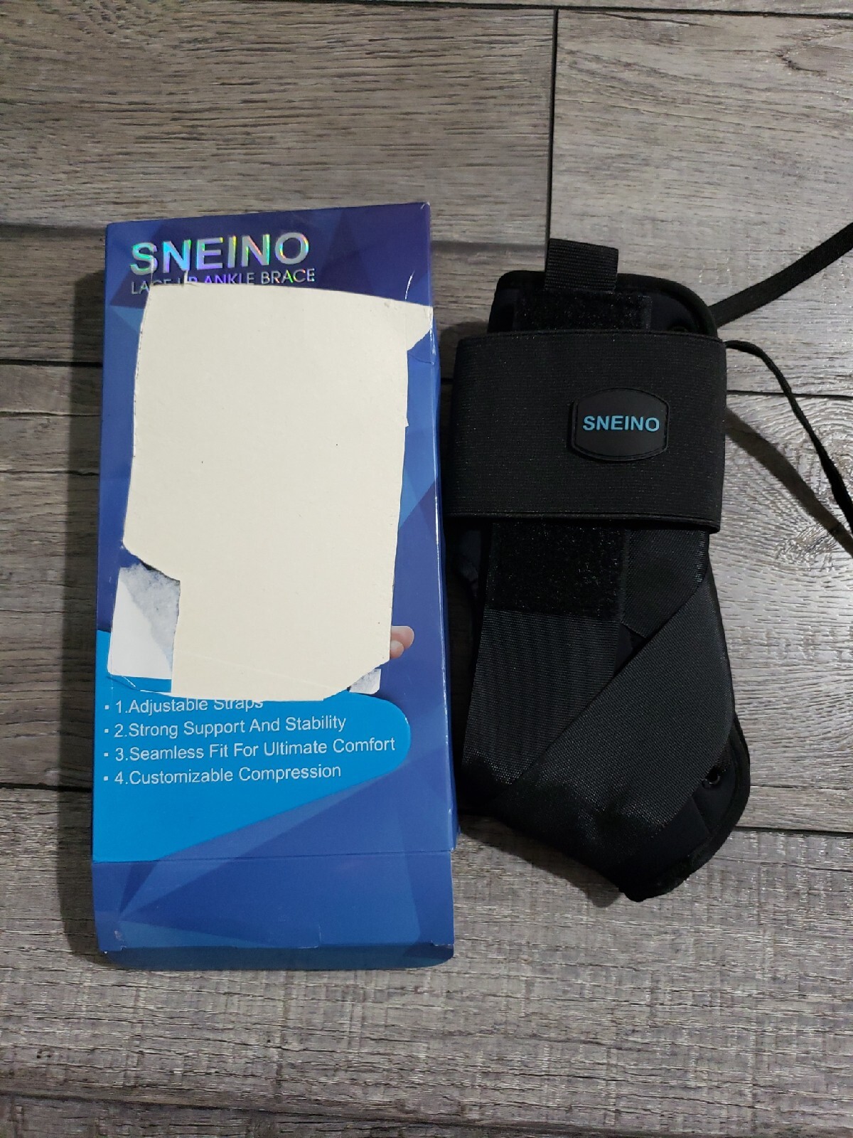 SNEINO Ankle Brace Adjustable Lace Up Ankle Brace Sz Small, gently used