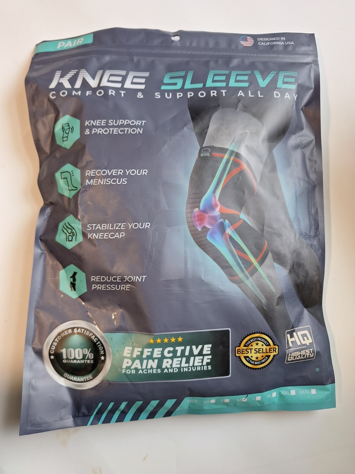 KNEE SLEEVE COMFORT AND SUPPORT ALL DAY EFFECTIVE PAIN RELIEF MEDIUM