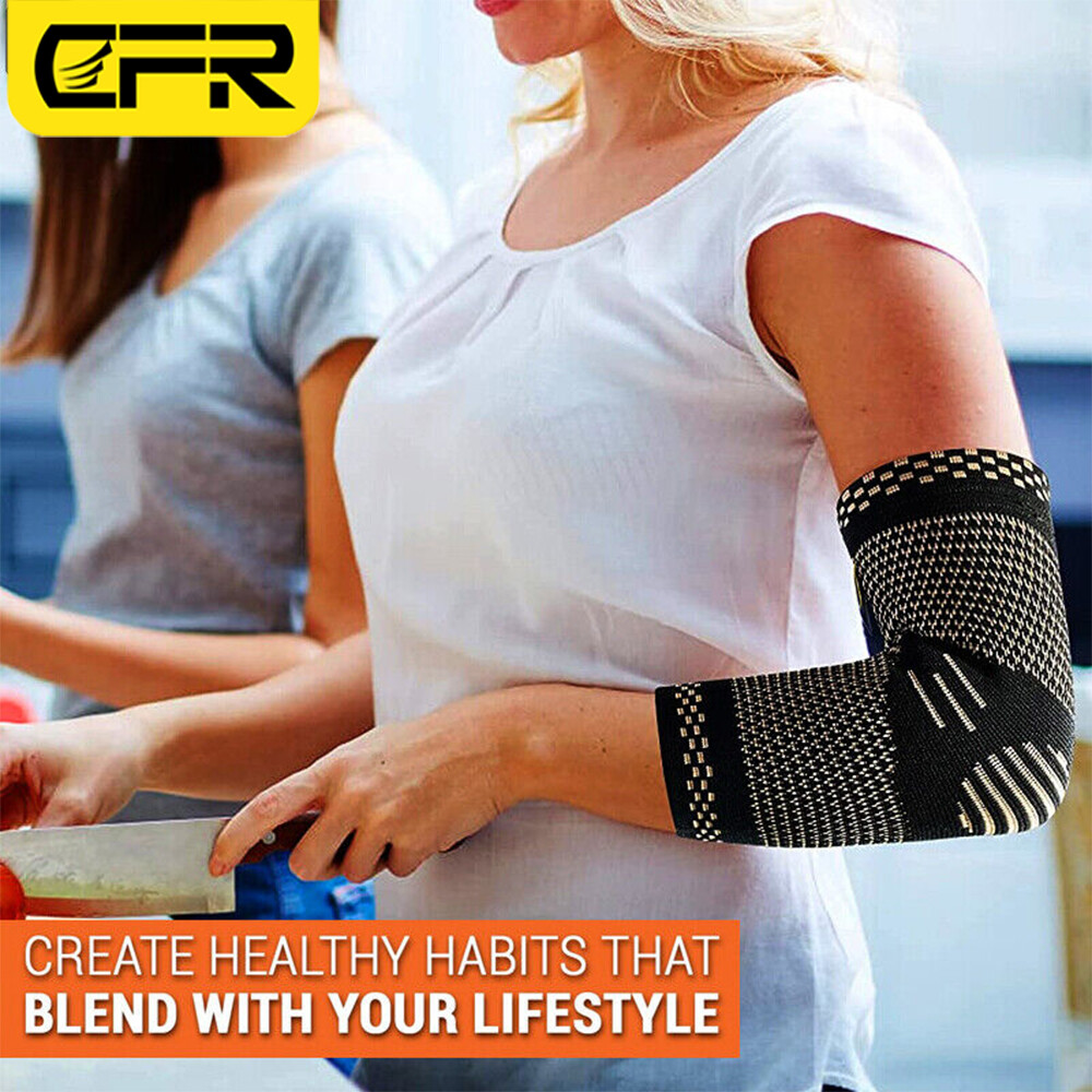 Copper Elbow Braces for Compression Sleeve Support Tendonitis Pain Tennis Golfer