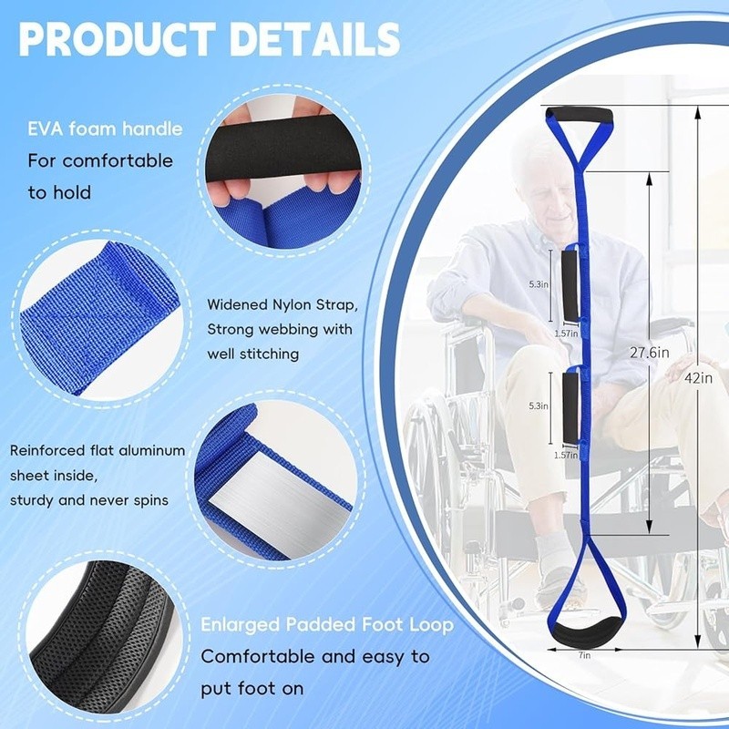 Leg Lifter Strap Mobility Aid Hip Knee Surgery Recovery Easy Use Foam Handles