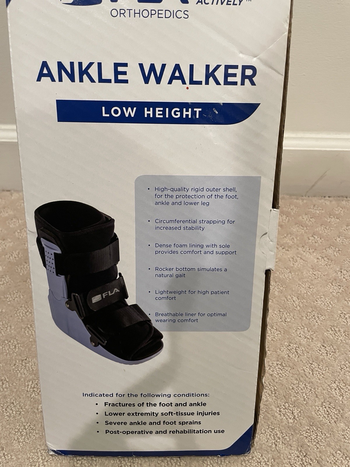 FLA Adjustable Air Ankle Walker Boot Low Gray Size Large right left.