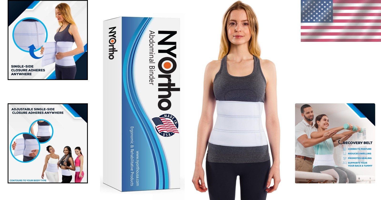 Customizable Abdominal Binder for Post-Surgery Recovery – 30-45 Inch Size Range