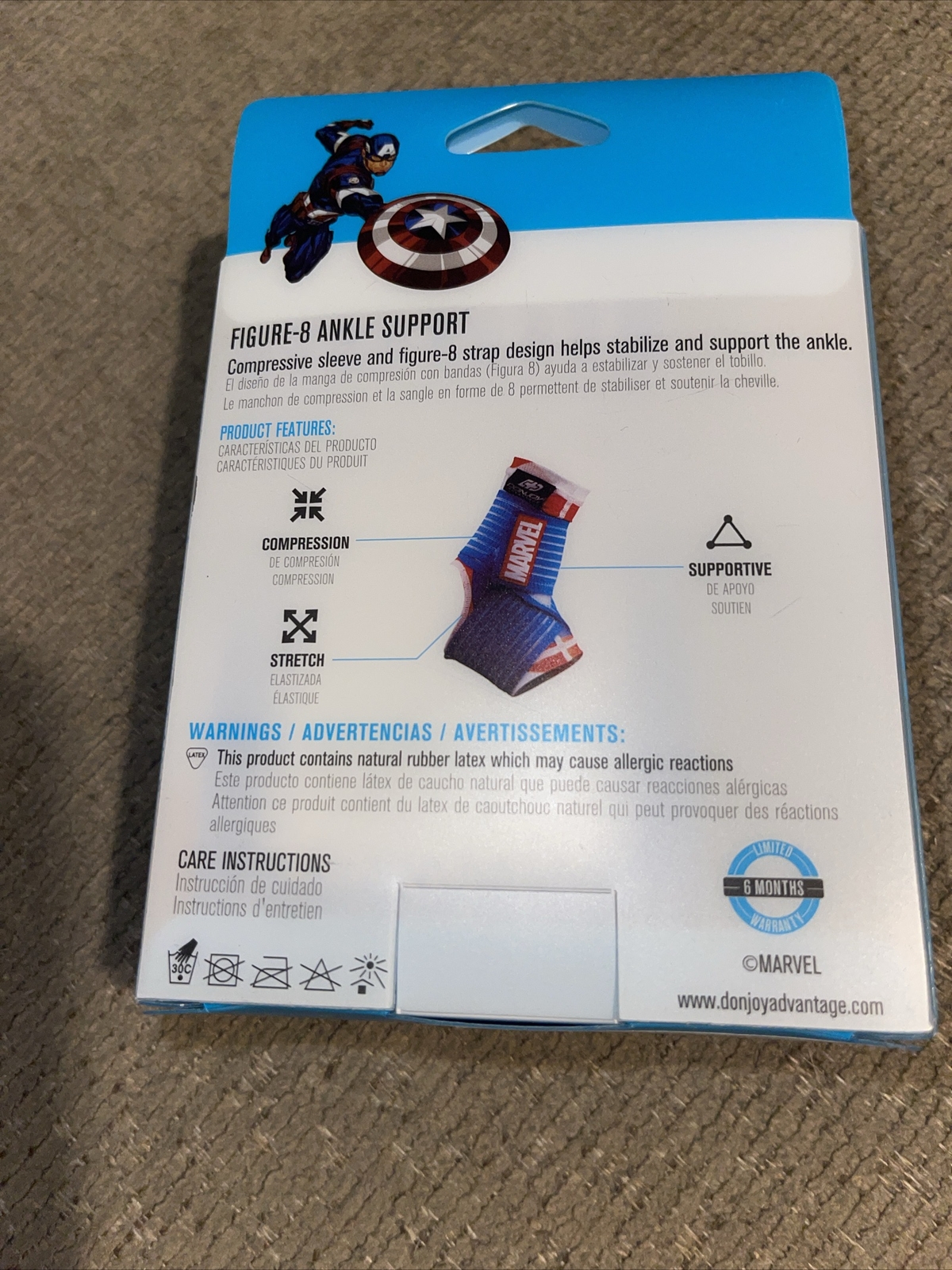 Donjoy Pediatric Ankle Compression Sleeve/Brace Avengers Figure 8 Straps