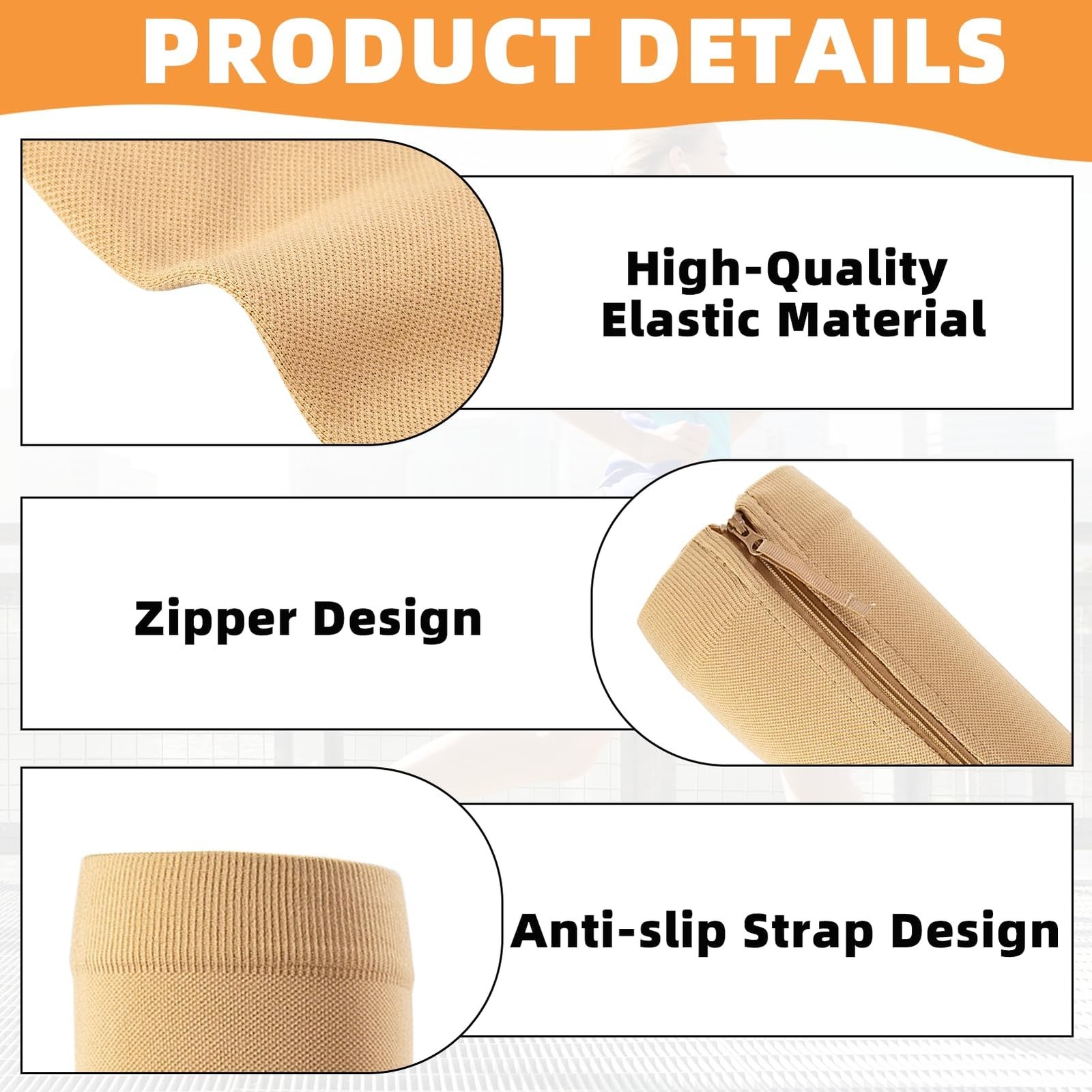 2 Piece Compression Sleeves for Women Calf, Leg One Size, Skin tone