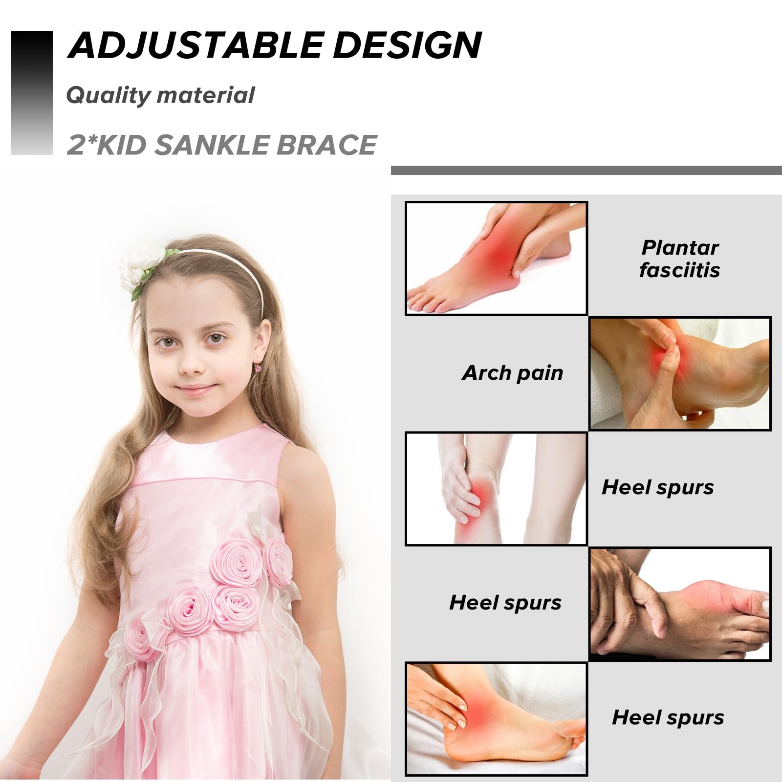 2 Pair Kids Ankle Brace Stabilize Joints, Child Ankle Support Compression Sle…