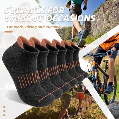 Merino Wool Ankle Hiking Running Socks for Men Women Breathable Large Black