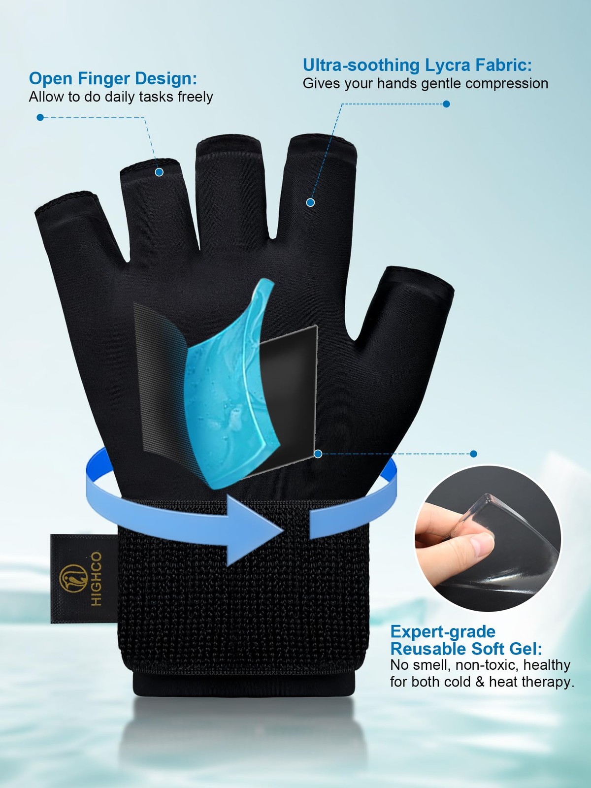 Compression Hand Ice Pack Glove for Arthritis Pain Relief,Adjustable Wrist St…