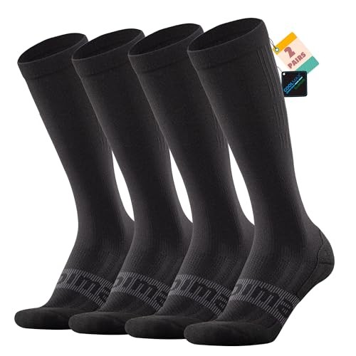 Coolmax Cooling Compression Socks for Women 2 Pairs Knee 8-10 2 Pack-black