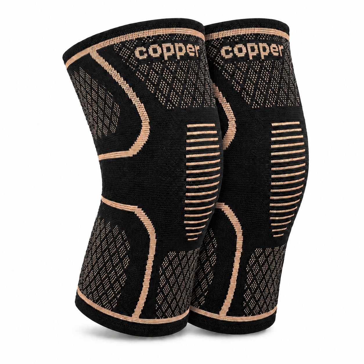 Copper Knee Brace for Men and Women, M, 2 Pack