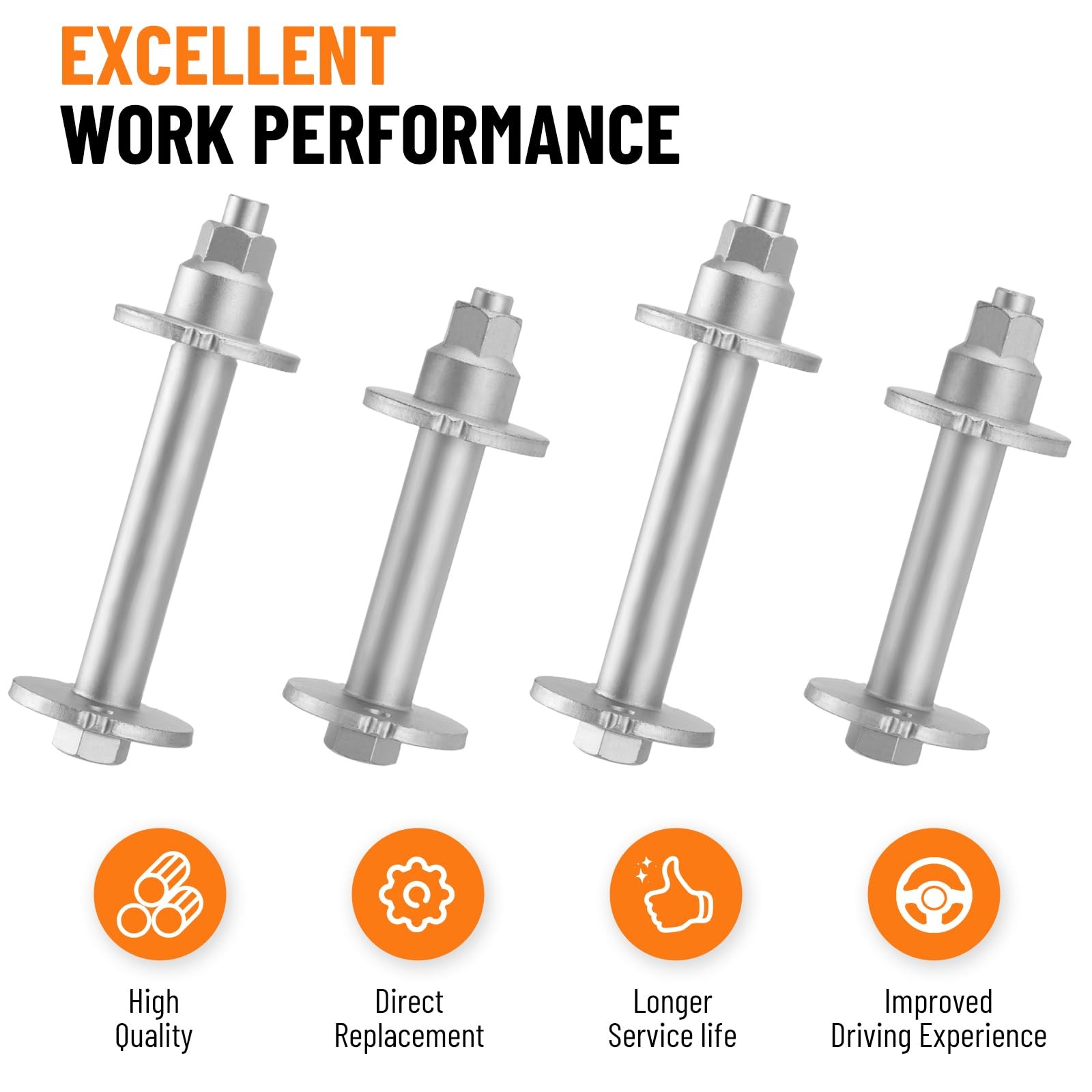 TRUCFUSION 2 Set Lower Control Arm Cam Bolts Kit Compatible with 4030, Silver