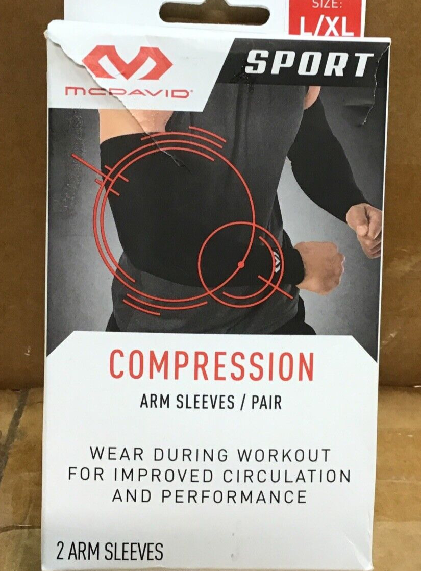 Compression Arm Sleeves Sports Support Brace Shin Wear WorkOut L/XL Pair