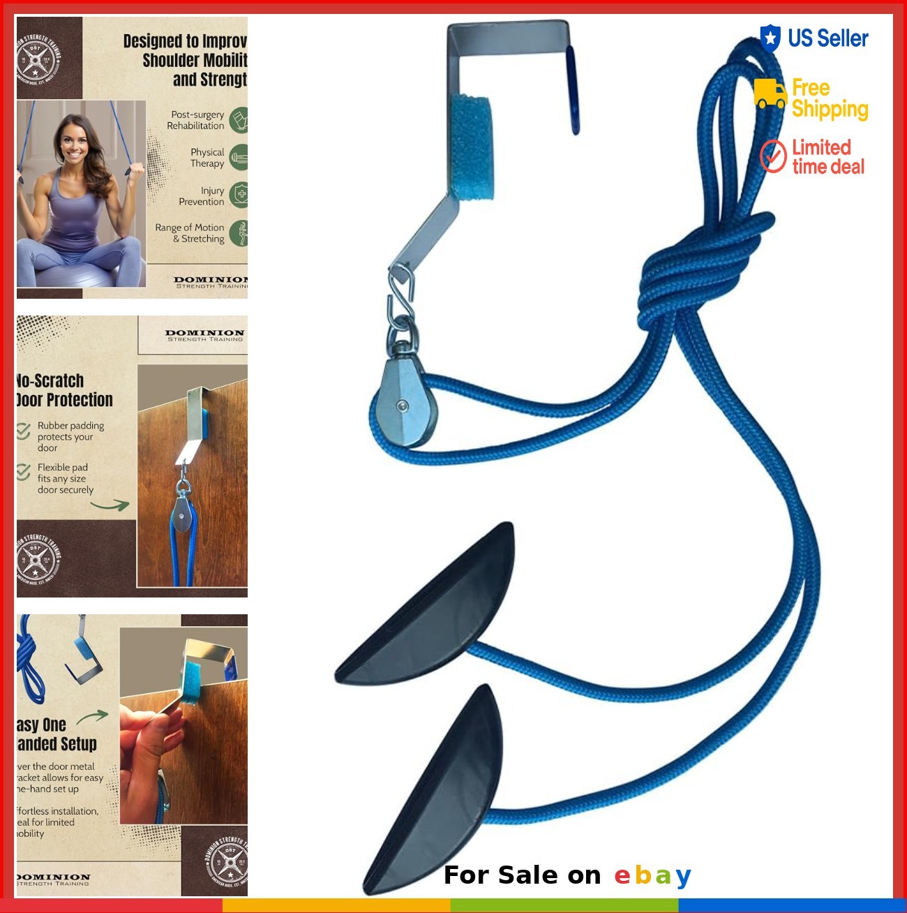 Shoulder Pulley Over Door Hook Range of Motion Physical Therapy Exercise