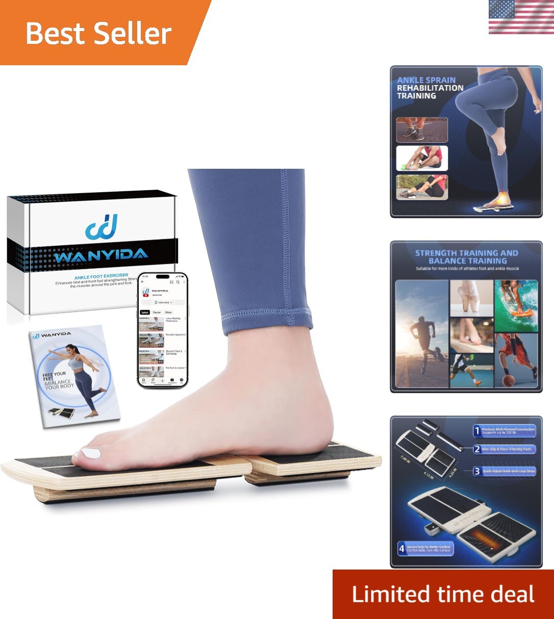 Versatile Ankle Foot Strengthener Balance Board – Plantar Fasciitis Relief Aid