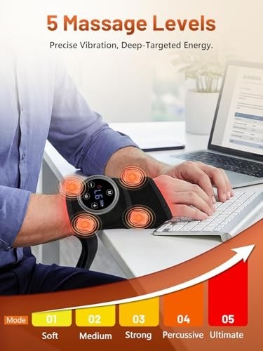 Red Light Therapy Wrap with Heat & Massage for Hands, Wrist, Knee, Ankle Pain Re