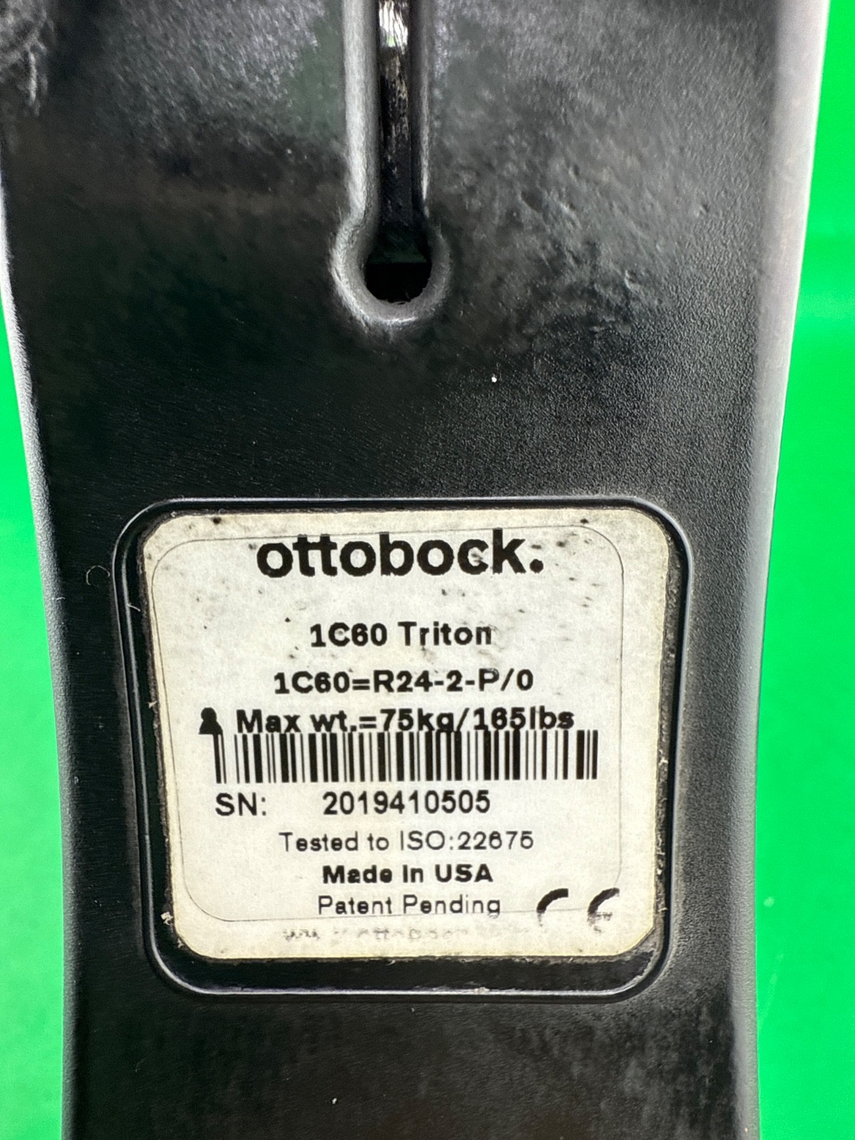 OttoBock Otto Bock 1C60 Triton Prosthetic Foot. Size 24. Category 2. Right