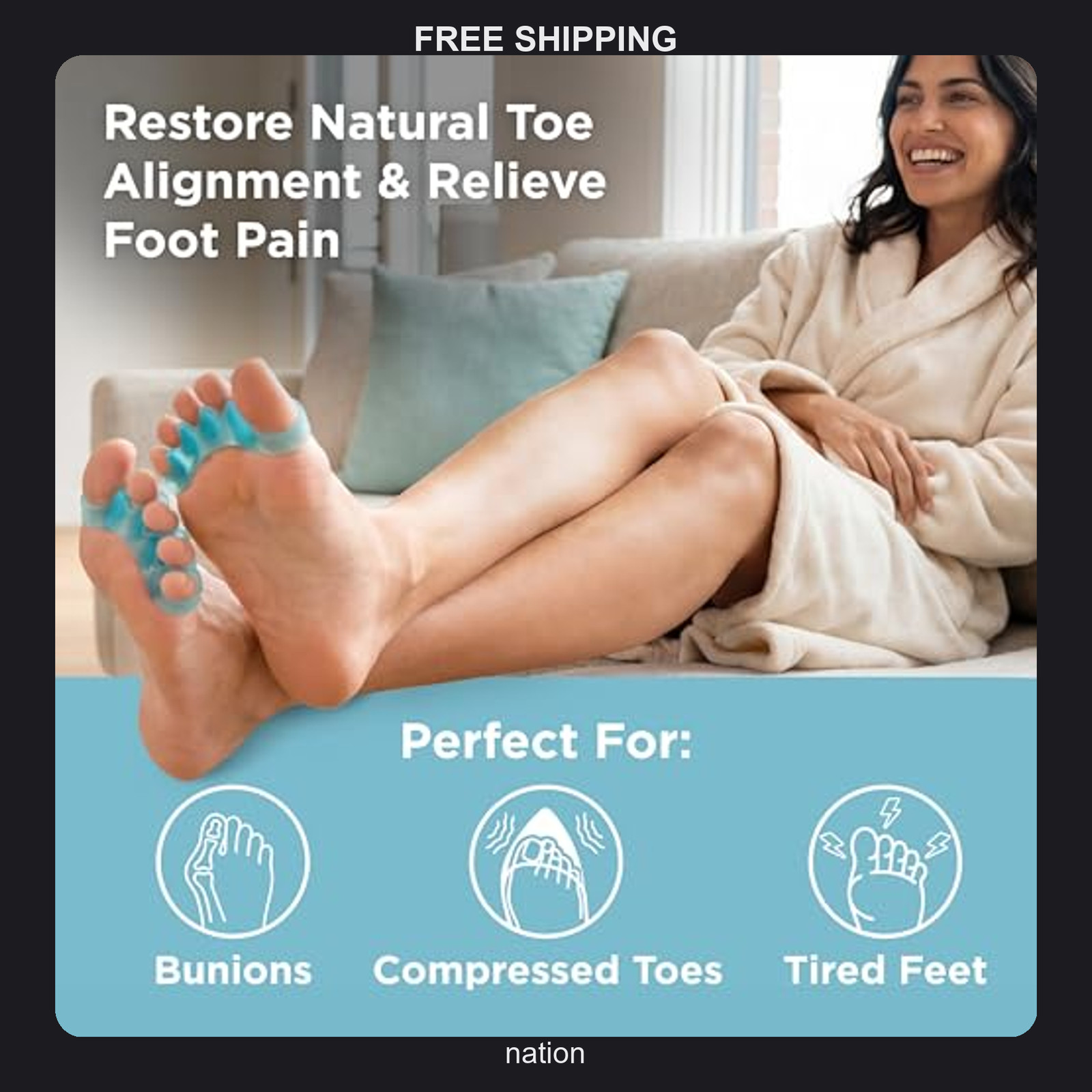 Pair of Blue Medical Gel Toe Spacers for Foot Alignment and Comfort