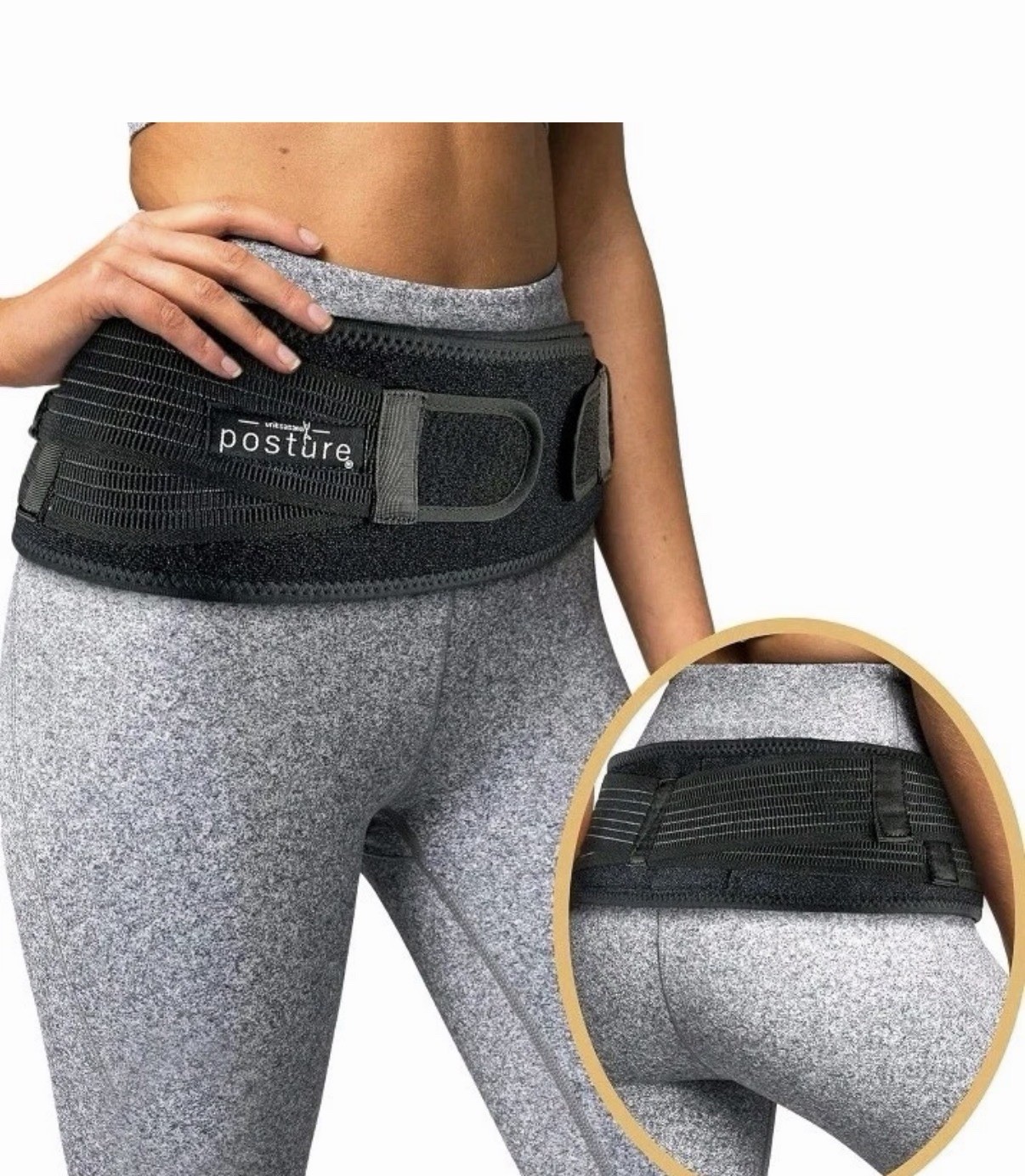 Vriksasana Sacroiliac Hip Belt for Women plus Hip Size 32” – 45” Black