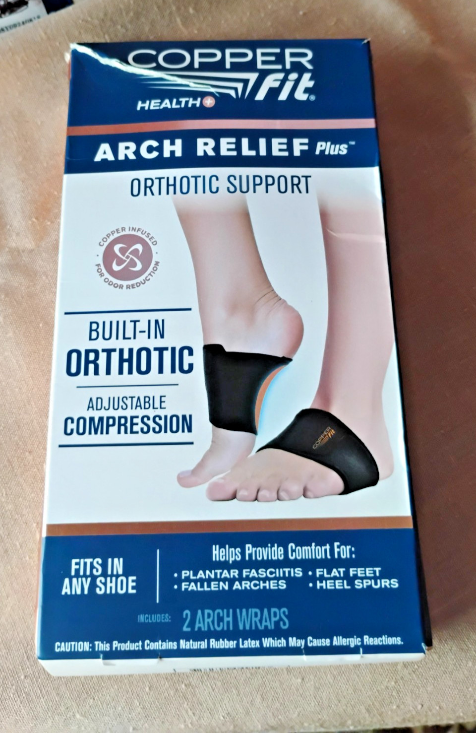 Copper Fit Health Unisex One Size Arch Relief Compression Bands Pk of 2