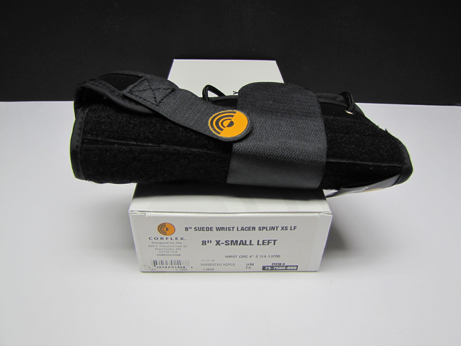 Corflex 8″ Suede Wrist Lacer Splint Brace Support w Thumb Wrap Left X-Small
