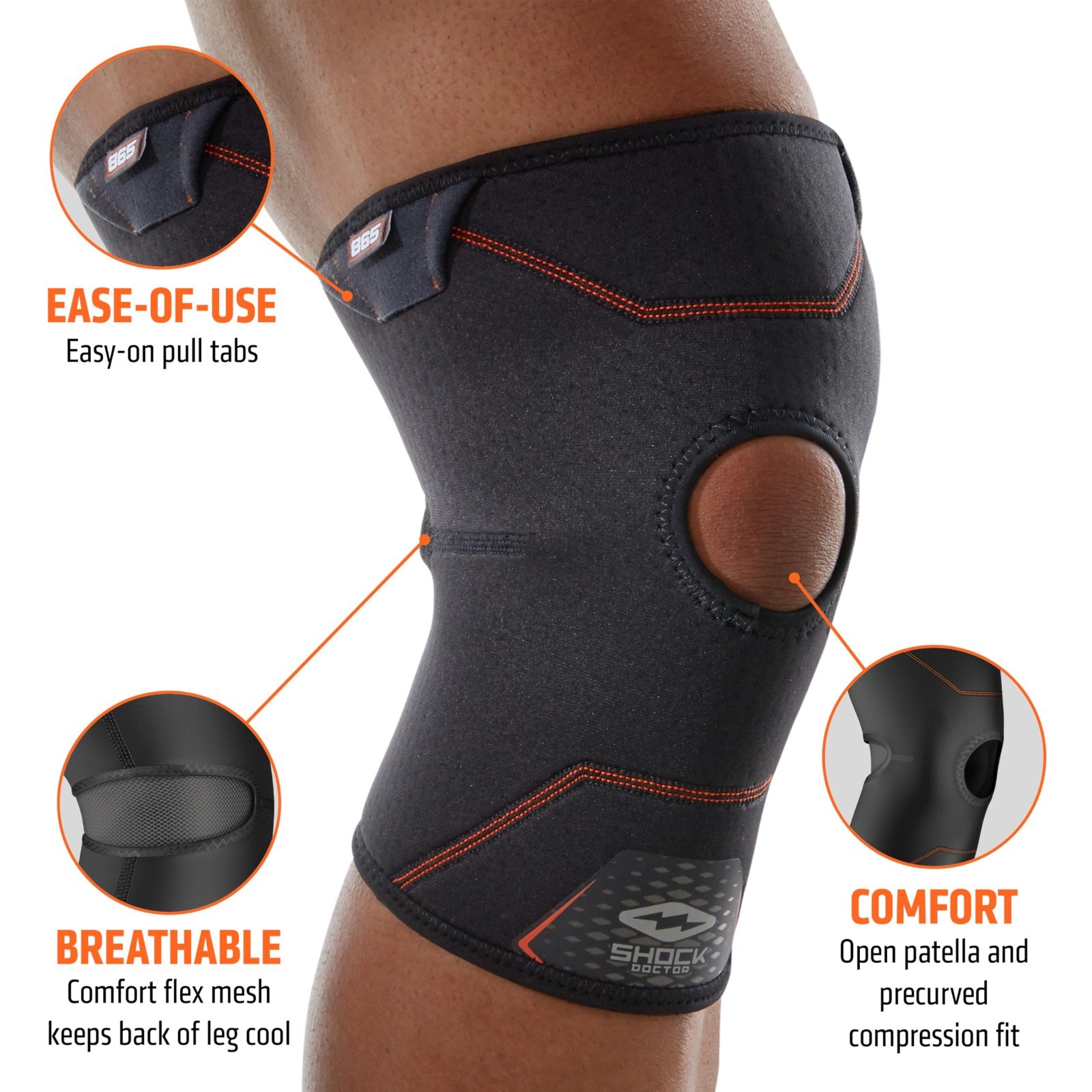 Shock Doctor Knee Brace Compression Sleeve Support XL 14.5-16″ Left/Right Leg