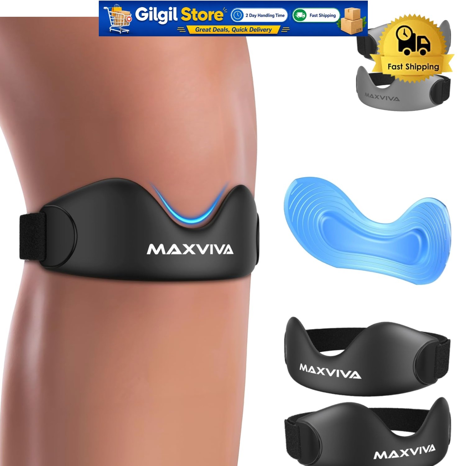 High-Elastic Silicone Knee Strap 2 Pack – Versatile Support for Active Exercise