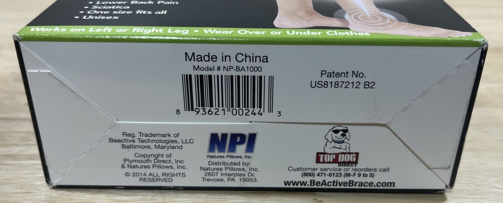 BeActive Knee Brace – Back Pain – Calf Wrap- NEW in Original box – NP-BA1000