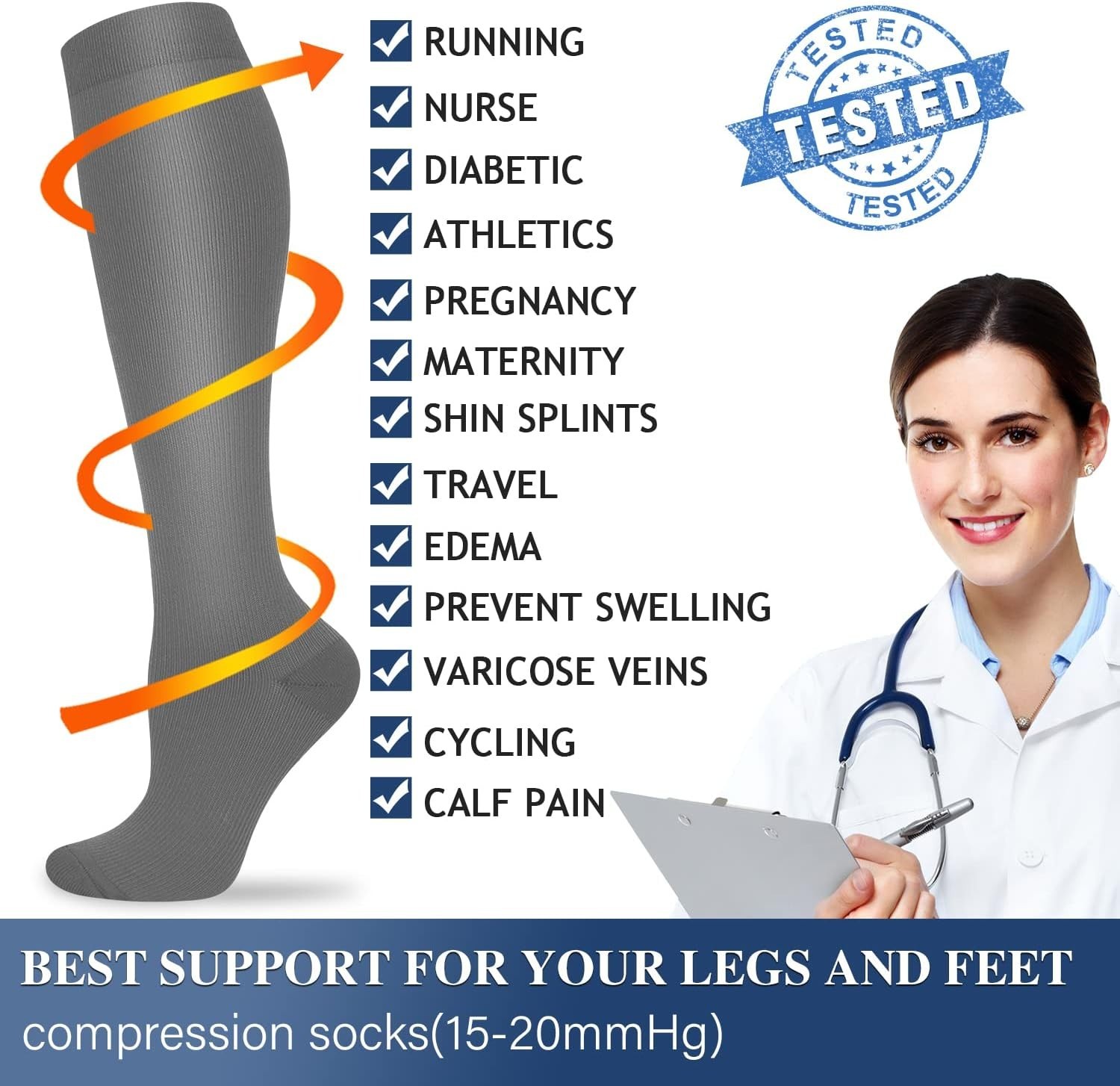 5-Pack Athletic Compression Socks for Running and Recovery – Best Fit for All
