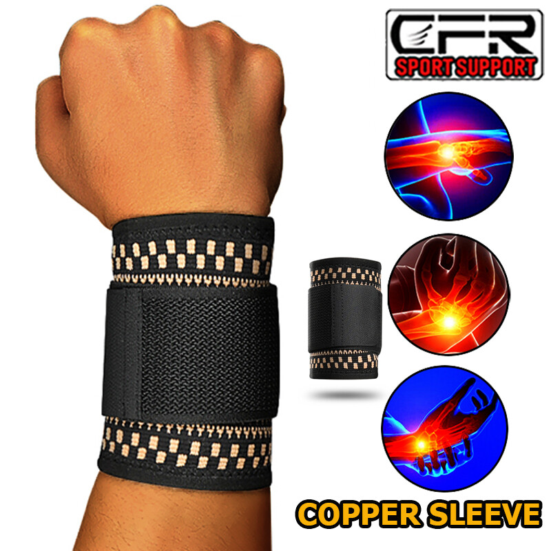 Copper Wrist Brace Sports Band Wrap Adjustable Support Strap Carpal Tunnel CFR