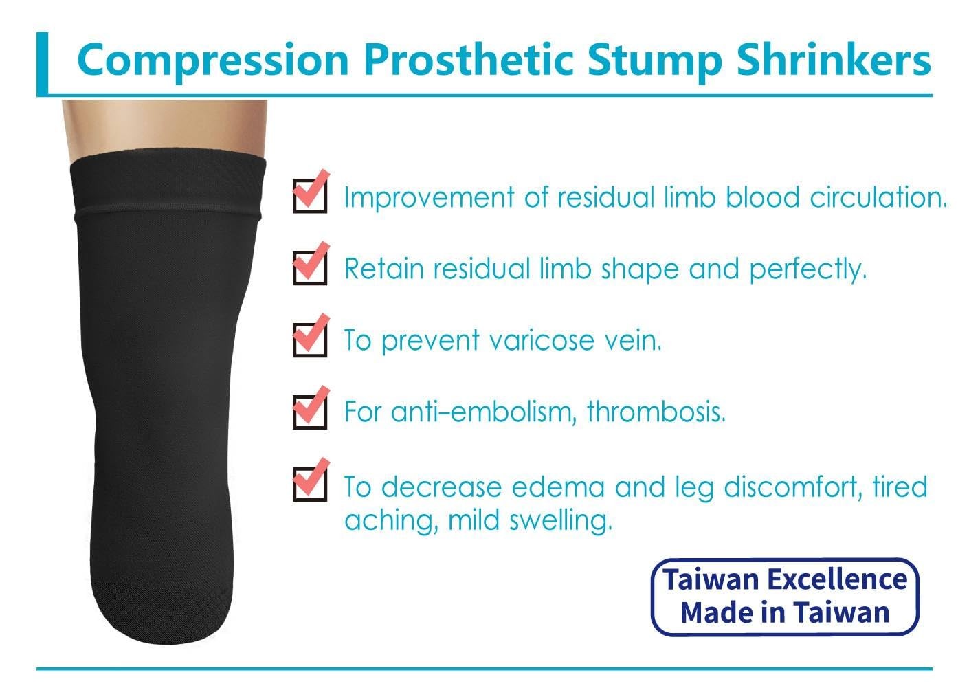 Jianimed Prosthetic Stump Shrinkersbelow Knee 50Cm Compression Amputee Socks