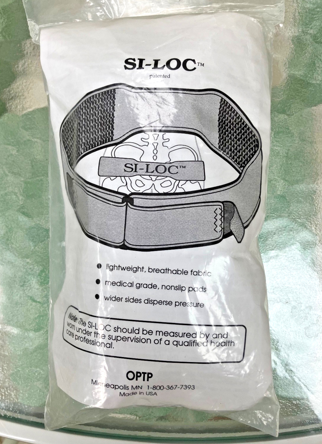 OPTP SI-LOC Support Belt- Size Small; adjustable 30 inch, new, never worn