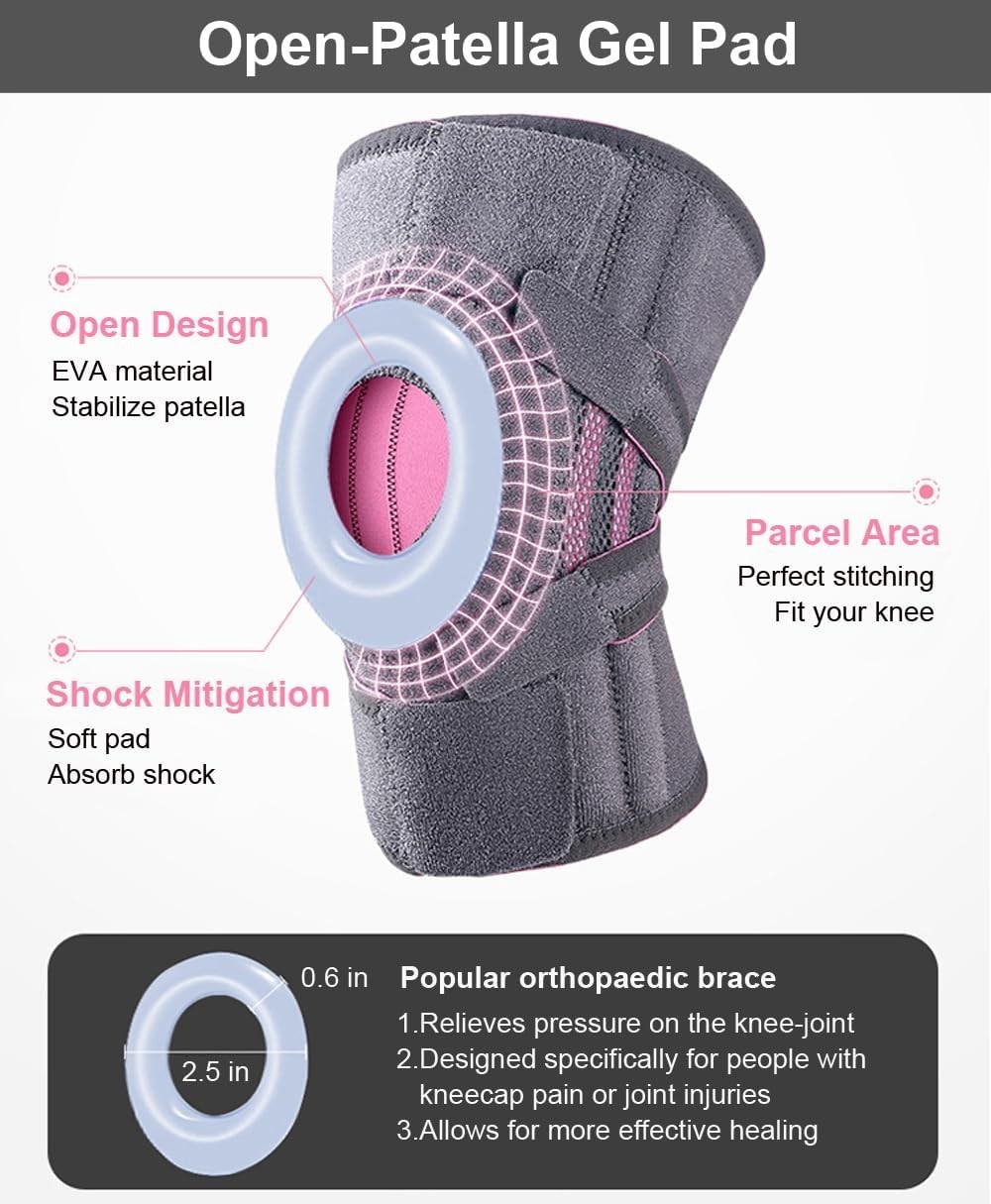 Knee Brace for Men & Women with Side Stabilizers & Patella Gel Pad, Compression