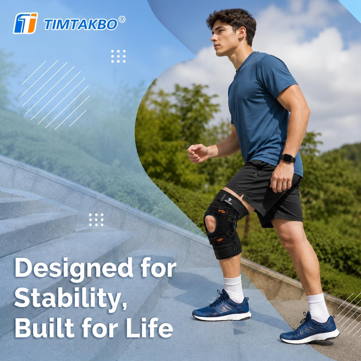 TIMTAKBO Medium Hinged Knee Brace With Side Stabilizers for Men Women