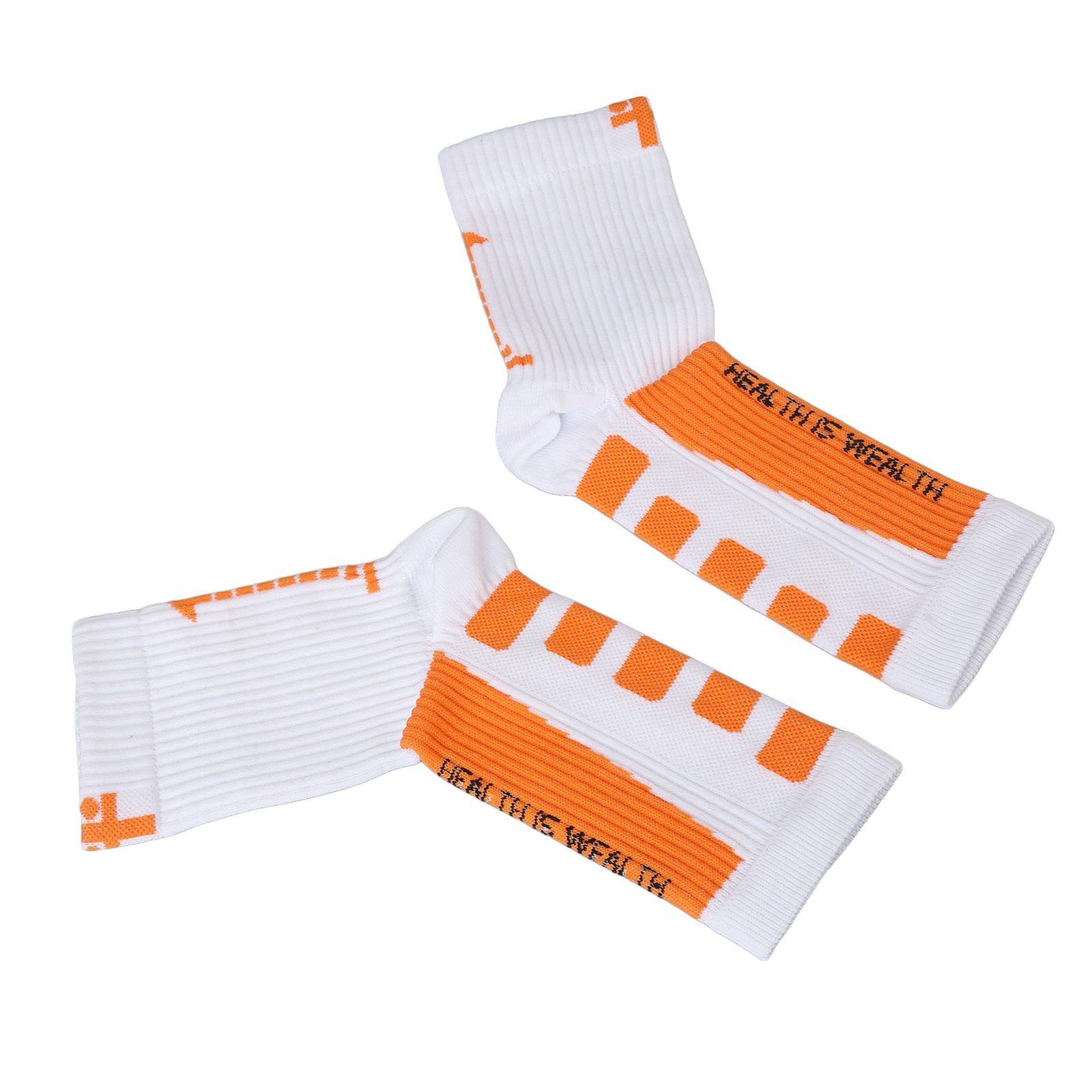 White and Orange Sports Heel Socks Ankle Protection Foot Sleeve Support WT